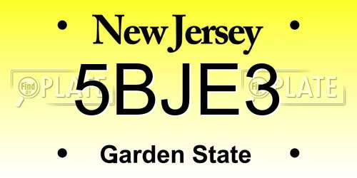 5BJE3 New Jersey License Plate