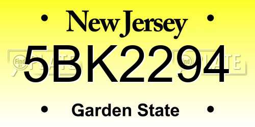 5BK2294 New Jersey License Plate
