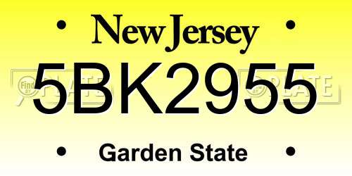 5BK2955 New Jersey License Plate