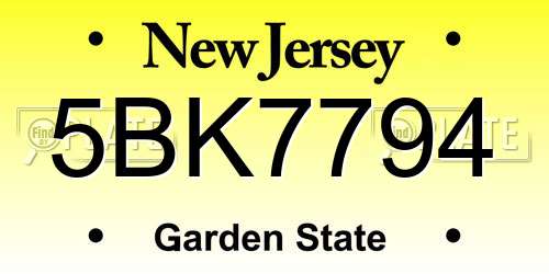 5BK7794 New Jersey License Plate