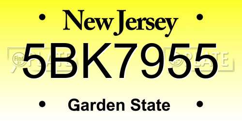 5BK7955 New Jersey License Plate