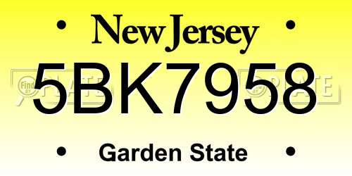 5BK7958 New Jersey License Plate