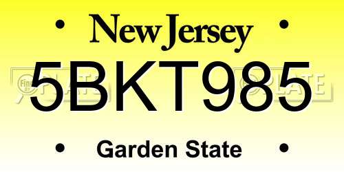 5BKT985 New Jersey License Plate