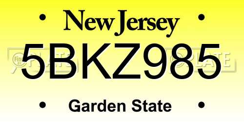 5BKZ985 New Jersey License Plate