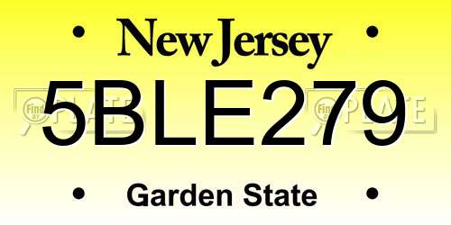 5BLE279 New Jersey License Plate