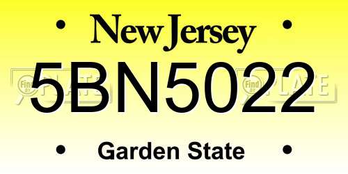5BN5022 New Jersey License Plate