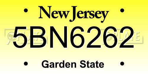 5BN6262 New Jersey License Plate