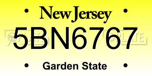 5BN6767 New Jersey License Plate