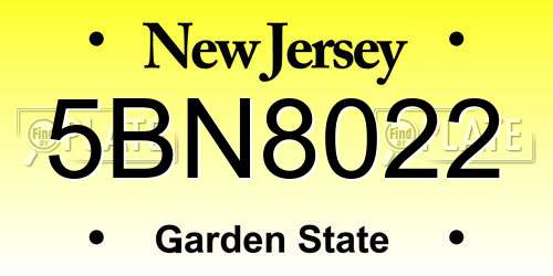 5BN8022 New Jersey License Plate