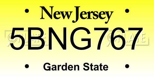 5BNG767 New Jersey License Plate