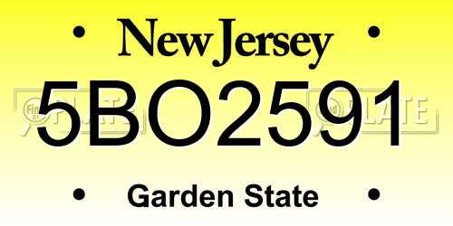 5BO2591 New Jersey License Plate