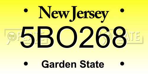 5BO268 New Jersey License Plate