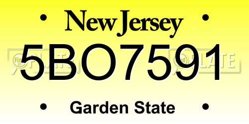 5BO7591 New Jersey License Plate