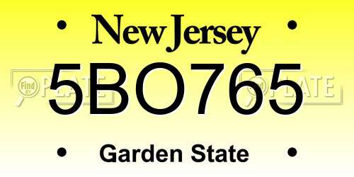 5BO765 New Jersey License Plate