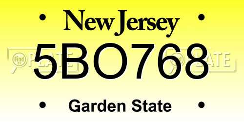 5BO768 New Jersey License Plate