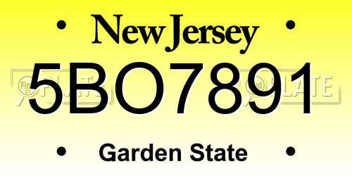 5BO7891 New Jersey License Plate