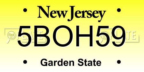 5BOH59 New Jersey License Plate