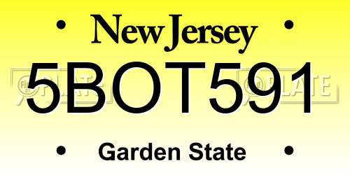 5BOT591 New Jersey License Plate