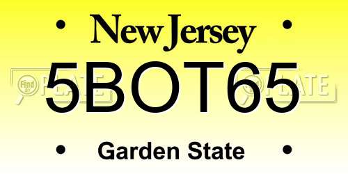 5BOT65 New Jersey License Plate