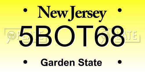5BOT68 New Jersey License Plate