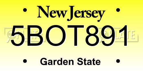 5BOT891 New Jersey License Plate