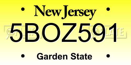 5BOZ591 New Jersey License Plate