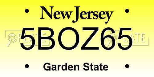 5BOZ65 New Jersey License Plate