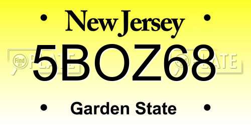 5BOZ68 New Jersey License Plate