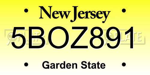 5BOZ891 New Jersey License Plate