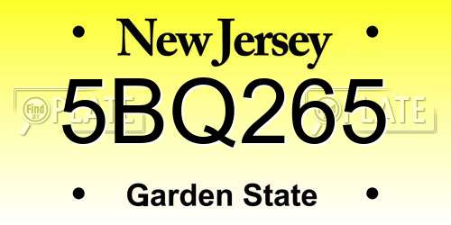 5BQ265 New Jersey License Plate