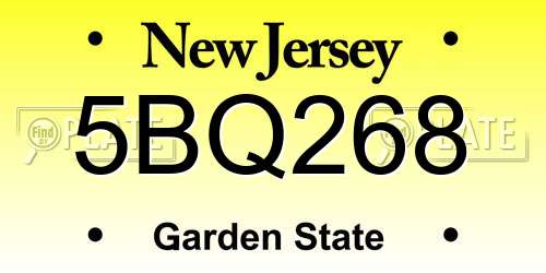5BQ268 New Jersey License Plate