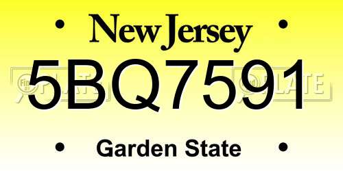 5BQ7591 New Jersey License Plate