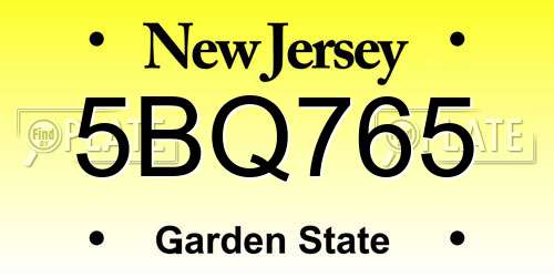 5BQ765 New Jersey License Plate