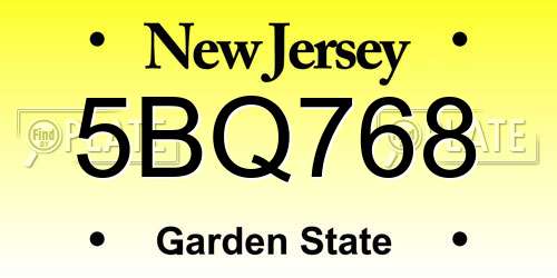 5BQ768 New Jersey License Plate
