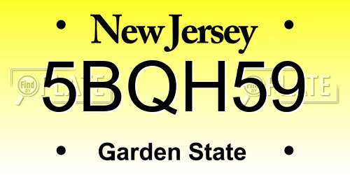5BQH59 New Jersey License Plate