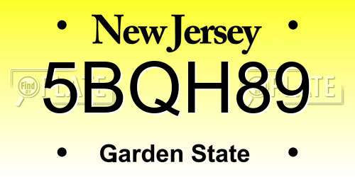 5BQH89 New Jersey License Plate