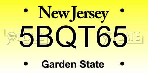 5BQT65 New Jersey License Plate