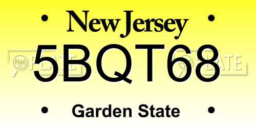 5BQT68 New Jersey License Plate