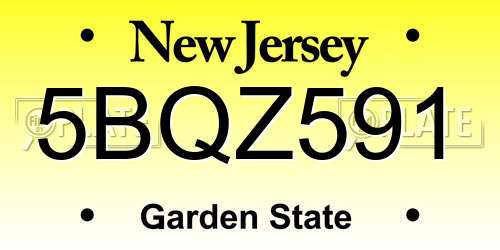 5BQZ591 New Jersey License Plate