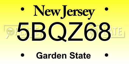 5BQZ68 New Jersey License Plate