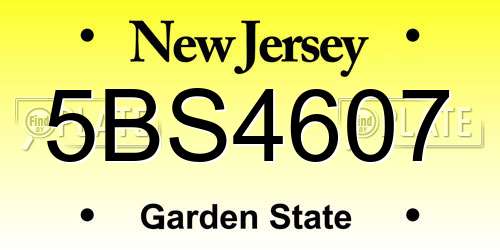 5BS4607 New Jersey License Plate