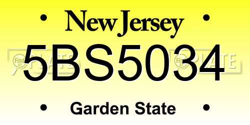 5BS5034 New Jersey License Plate