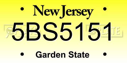 5BS5151 New Jersey License Plate