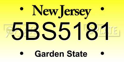 5BS5181 New Jersey License Plate