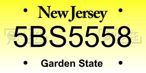 5BS5558 New Jersey License Plate