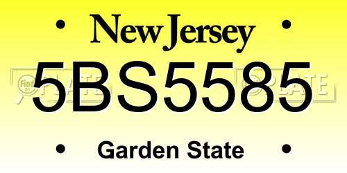 5BS5585 New Jersey License Plate