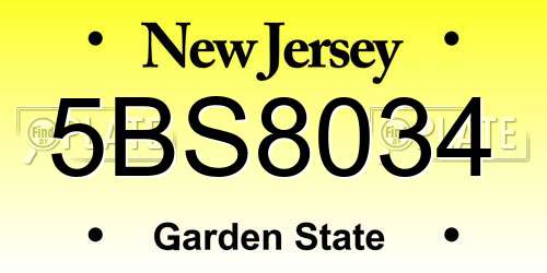 5BS8034 New Jersey License Plate