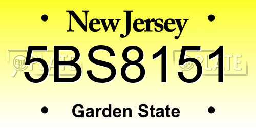 5BS8151 New Jersey License Plate