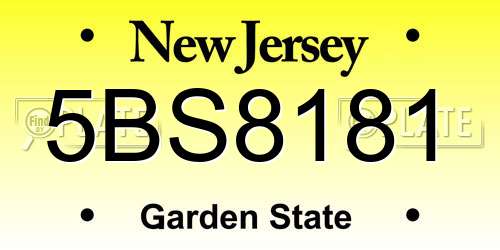 5BS8181 New Jersey License Plate