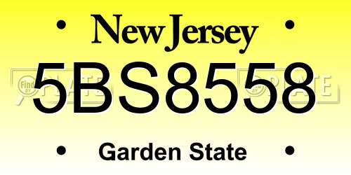 5BS8558 New Jersey License Plate